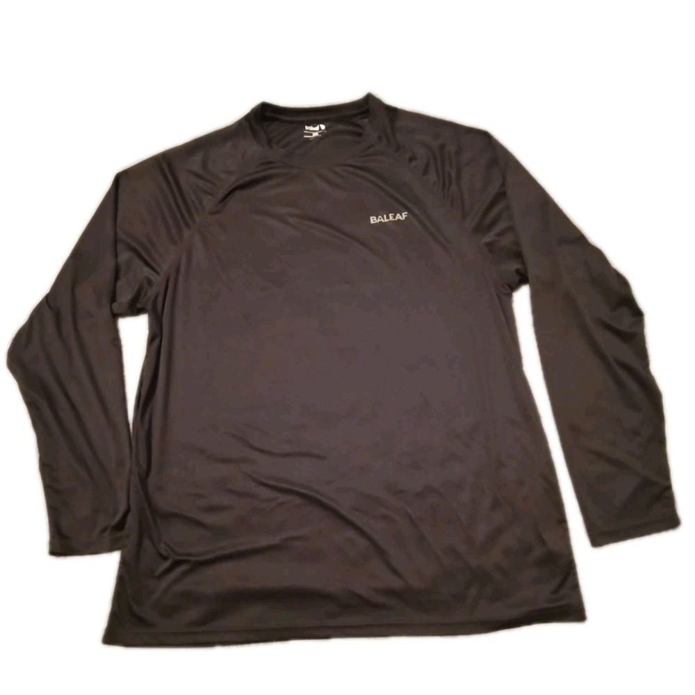 Baleaf Mens 3XL Black Athletic Pullover Shirt Long Sleeve Training Gym UPF 50+